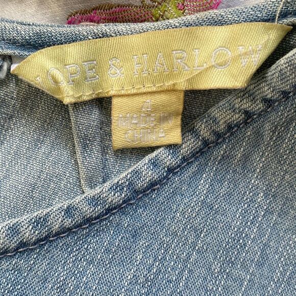 Hope&Harlow NWT Chambray Denim Dress Fringe Coastal Cowgirl Phoebe Buffay Sz 4 - Picture 7 of 11